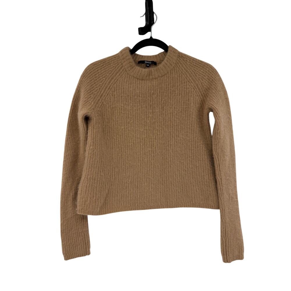 Quince Womens Crew Neck 100% Cashmere Sweater Size XS Tan Long Sleeve Minimalist